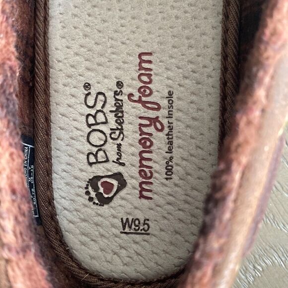 BOBS Slip On Flat Memory Foam Brown Vegan Leather Textile Shoes Women’s Size 9.5 - Picture 12 of 12